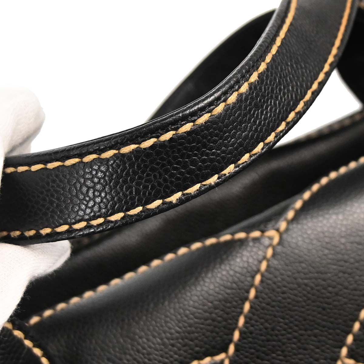 Chanel 2005-2006 Black Caviar Skin Wild Stitch Tote Handbag