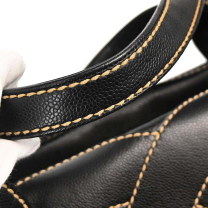 Chanel 2005-2006 Black Caviar Skin Wild Stitch Tote Handbag