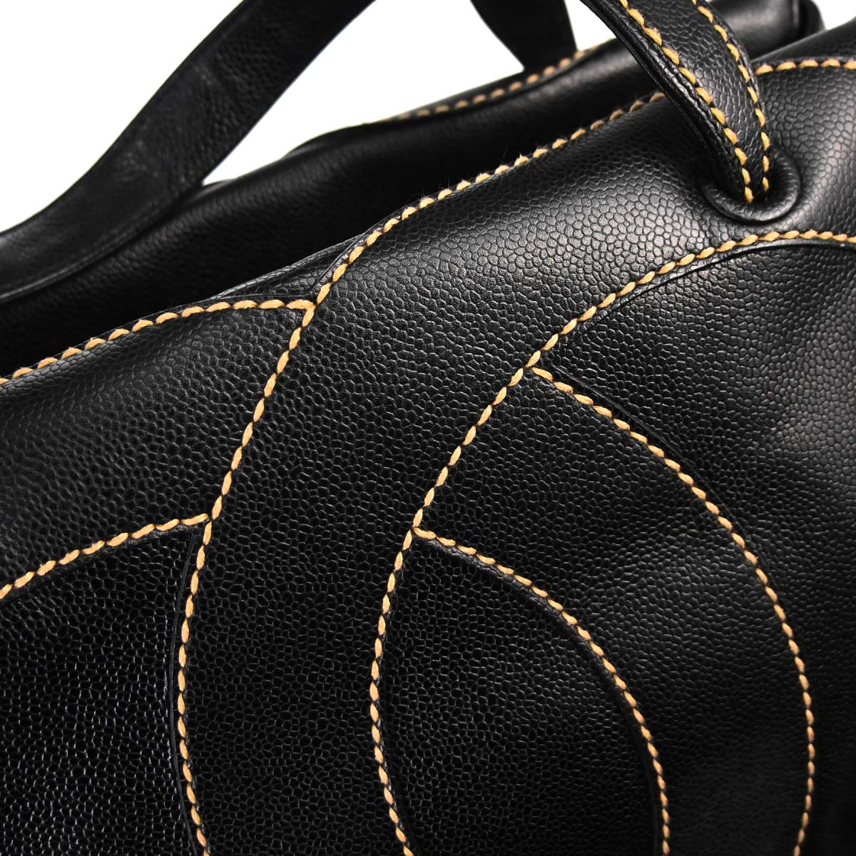 Chanel 2005-2006 Black Caviar Skin Wild Stitch Tote Handbag