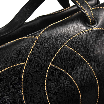 Chanel 2005-2006 Black Caviar Skin Wild Stitch Tote Handbag