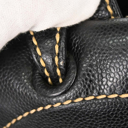 Chanel 2005-2006 Black Caviar Skin Wild Stitch Tote Handbag