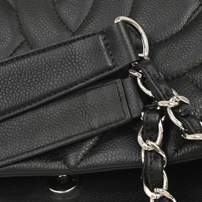 Chanel 2011 Black Caviar Skin Chain Expandable Tote Bag