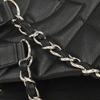 Chanel 2011 Black Caviar Skin Chain Expandable Tote Bag