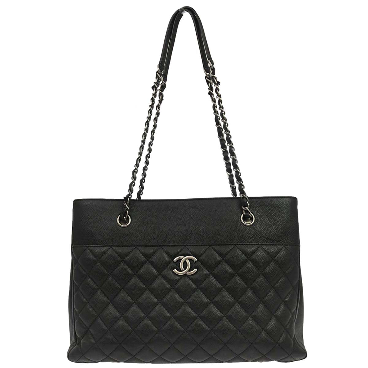 Chanel 2017-2018 Black Caviar Skin Urban Companion Shopping Tote Shoulder Bag
