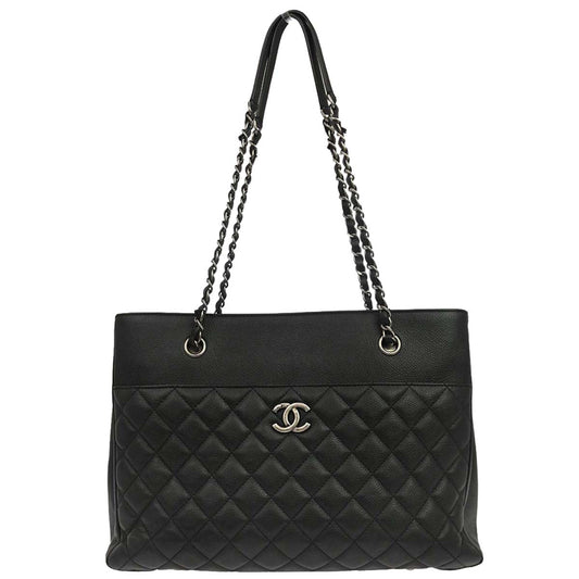 Chanel 2017-2018 Black Caviar Skin Urban Companion Shopping Tote Shoulder Bag