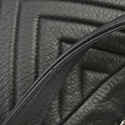 Chanel 2017 Black Deerskin Urban Spirit Chevron Drawstring Bucket Tote Handbag