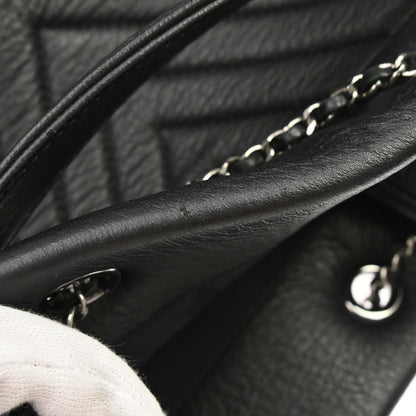 Chanel 2017 Black Deerskin Urban Spirit Chevron Drawstring Bucket Tote Handbag