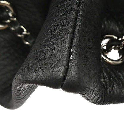 Chanel 2017 Black Deerskin Urban Spirit Chevron Drawstring Bucket Tote Handbag