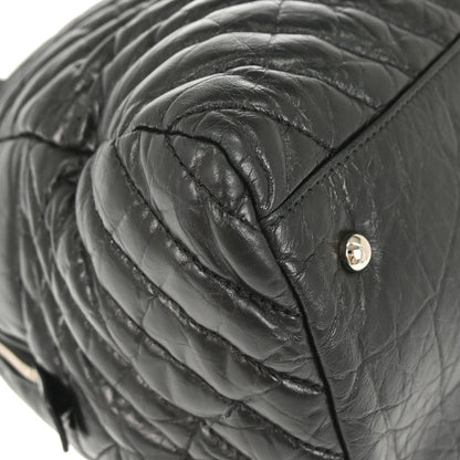 Chanel 2018 Black Calfskin Chevron Soft Bowling Bag Handbag