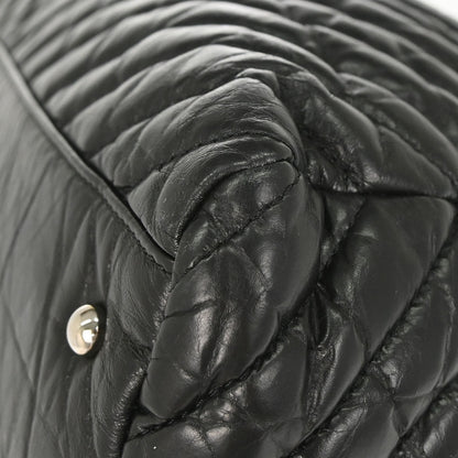 Chanel 2018 Black Calfskin Chevron Soft Bowling Bag Handbag