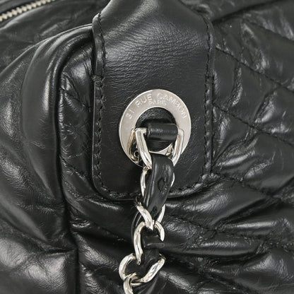 Chanel 2018 Black Calfskin Chevron Soft Bowling Bag Handbag