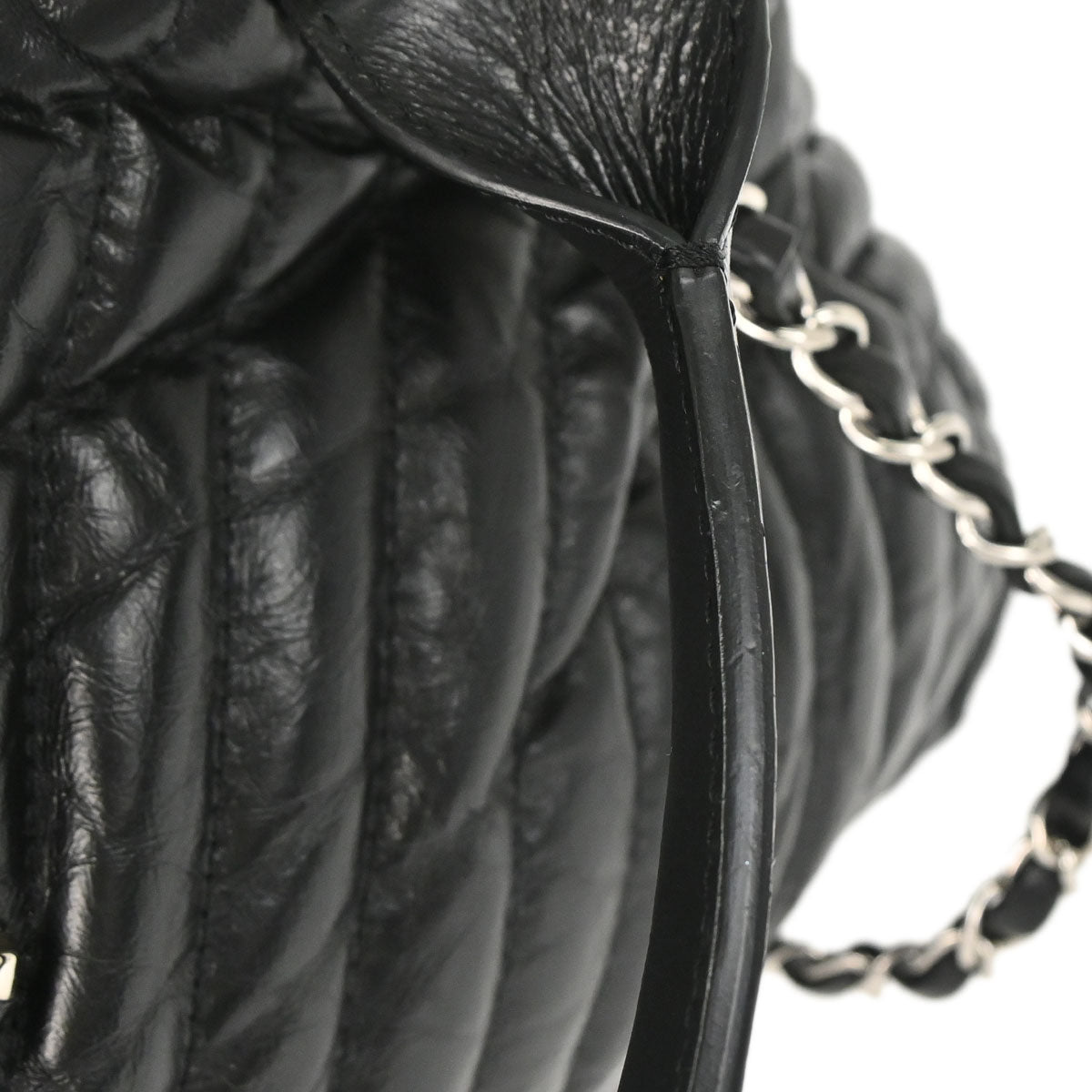 Chanel 2018 Black Calfskin Chevron Soft Bowling Bag Handbag