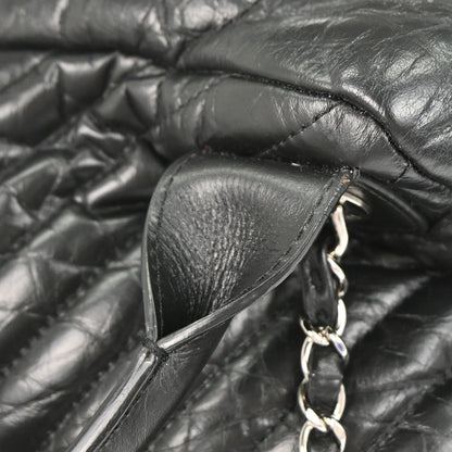 Chanel 2018 Black Calfskin Chevron Soft Bowling Bag Handbag