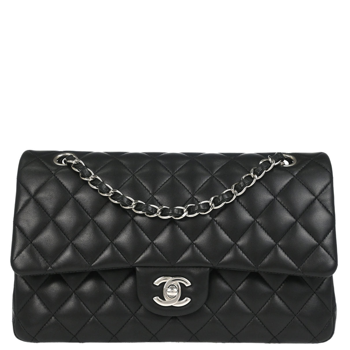 Chanel Black Lambskin Medium Classic Double Flap Shoulder Bag