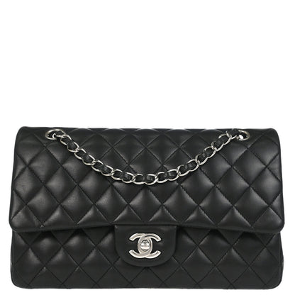 Chanel Black Lambskin Medium Classic Double Flap Shoulder Bag