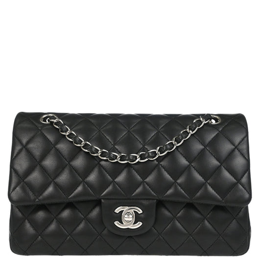 Chanel Black Lambskin Medium Classic Double Flap Shoulder Bag