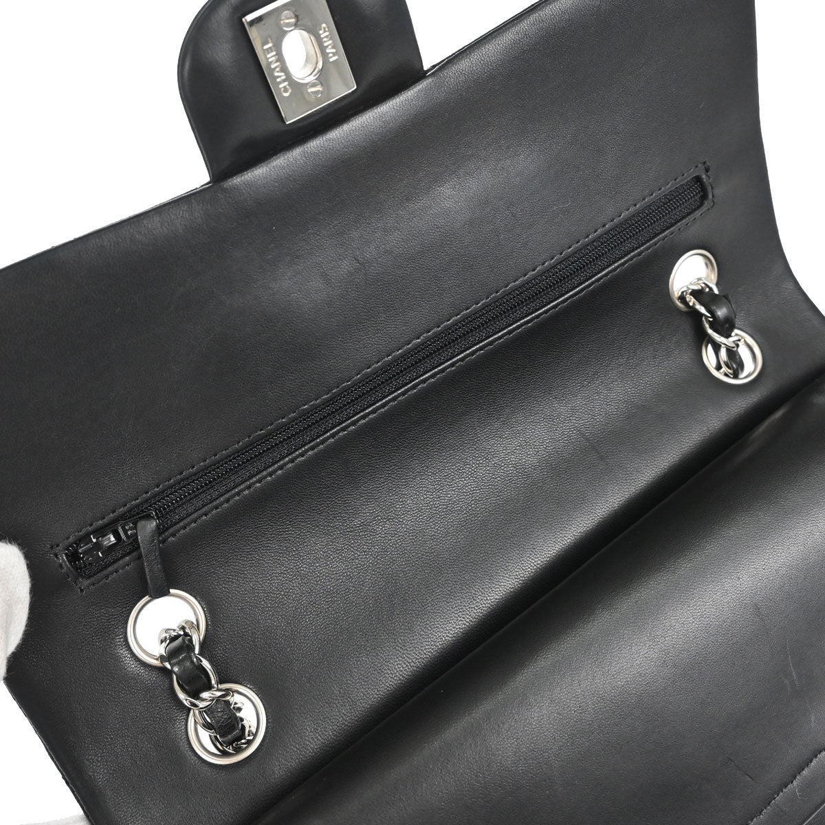 Chanel Black Lambskin Medium Classic Double Flap Shoulder Bag