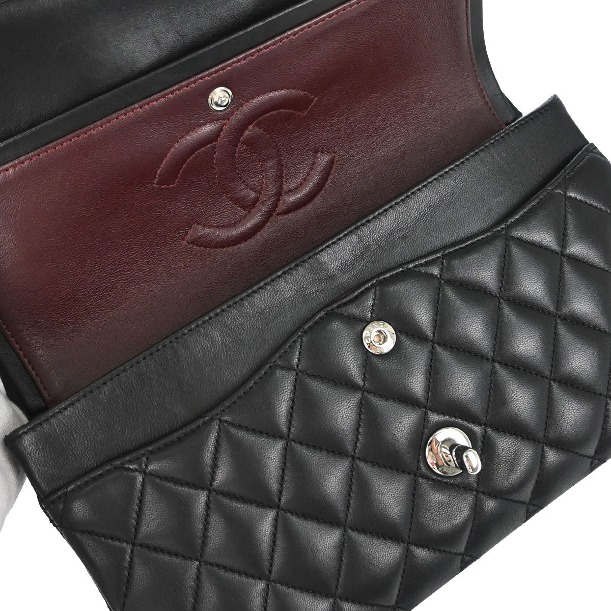 Chanel Black Lambskin Medium Classic Double Flap Shoulder Bag