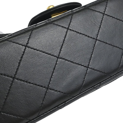 Chanel Black Lambskin Small Classic Double Flap Shoulder Bag