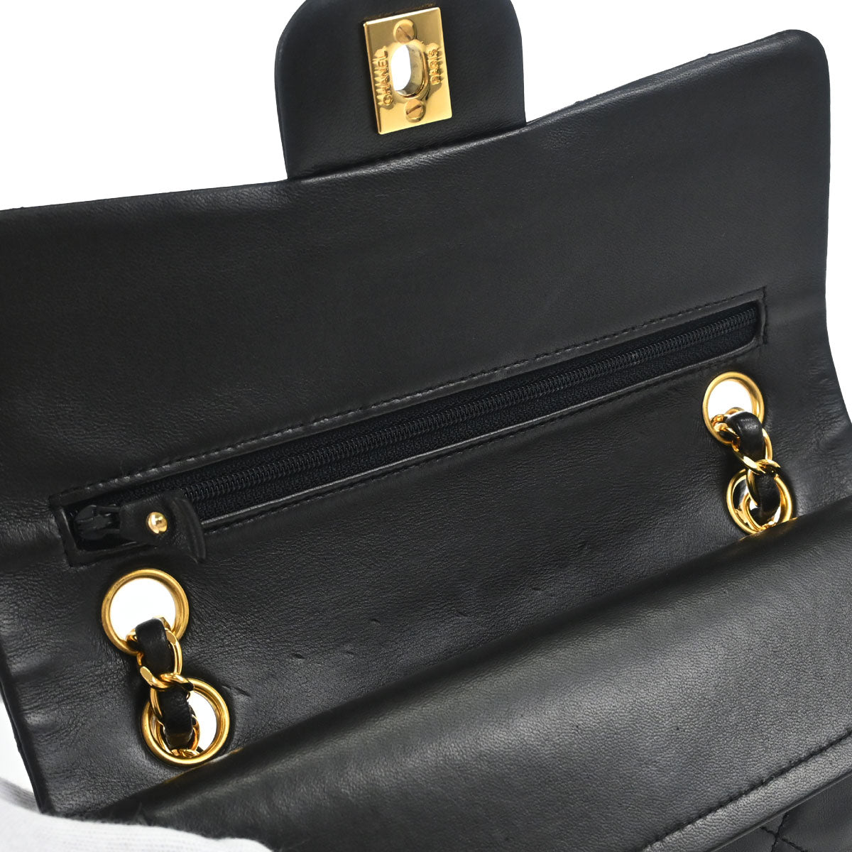 Chanel Black Lambskin Small Classic Double Flap Shoulder Bag