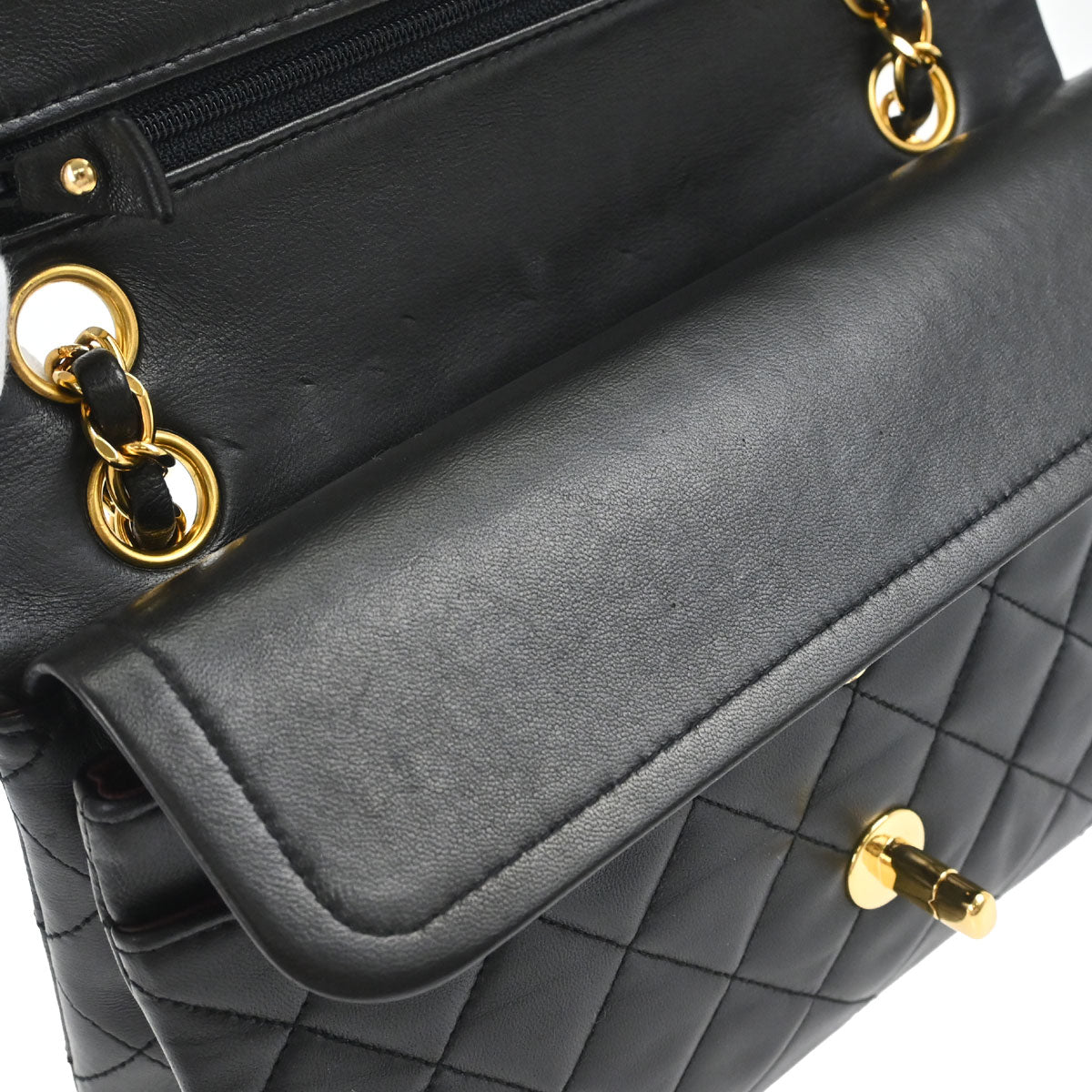 Chanel Black Lambskin Small Classic Double Flap Shoulder Bag