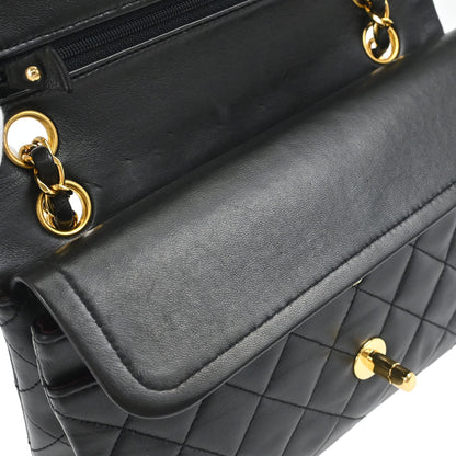 Chanel Black Lambskin Small Classic Double Flap Shoulder Bag