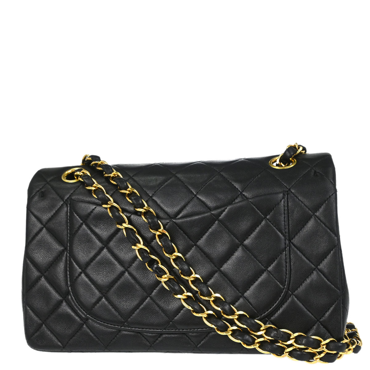 Chanel 1996-1997 Black Lambskin Small Classic Double Flap Shoulder Bag