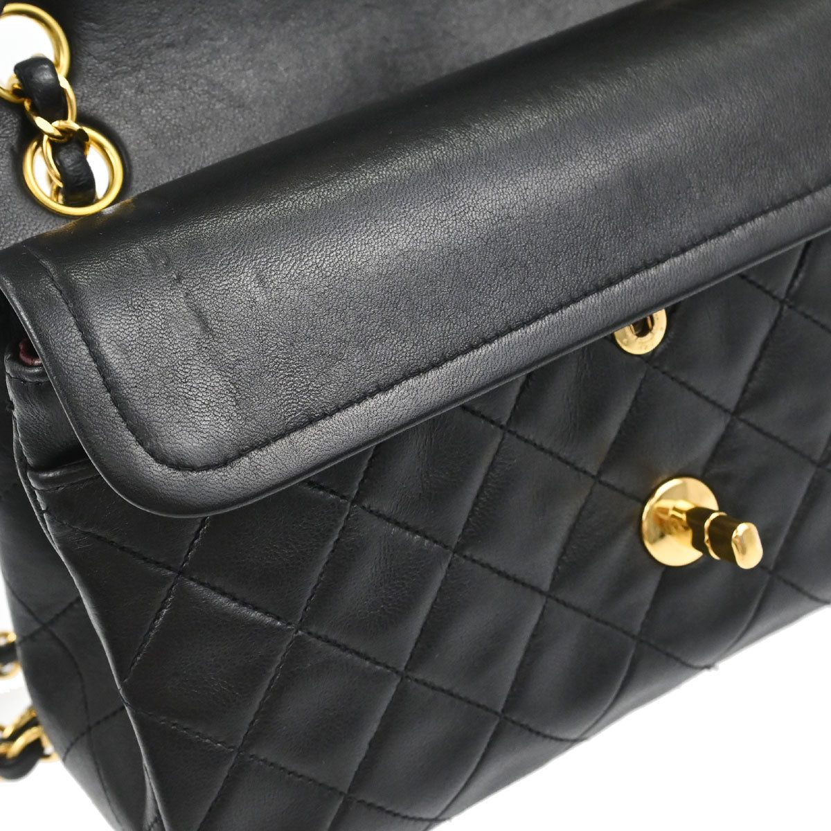 Chanel 1996-1997 Black Lambskin Small Classic Double Flap Shoulder Bag
