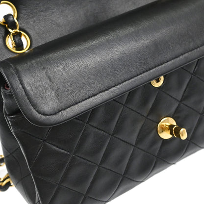 Chanel 1996-1997 Black Lambskin Small Classic Double Flap Shoulder Bag