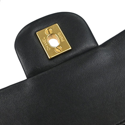 Chanel 1996-1997 Black Lambskin Small Classic Double Flap Shoulder Bag