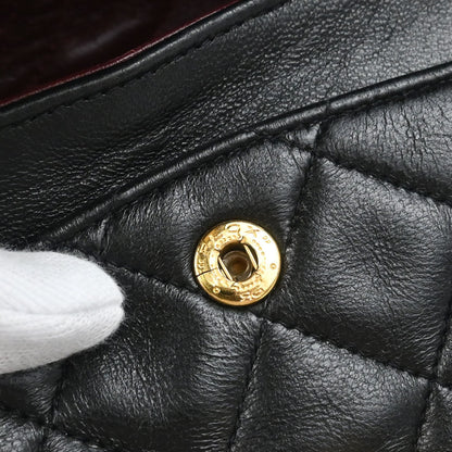 Chanel 1996-1997 Black Lambskin Small Classic Double Flap Shoulder Bag