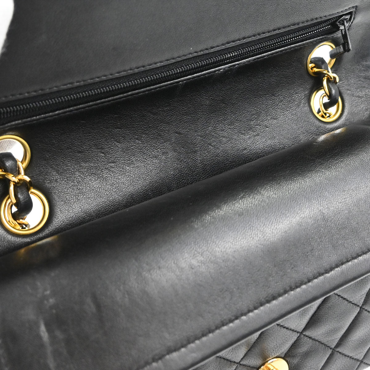 Chanel 1996-1997 Black Lambskin Small Classic Double Flap Shoulder Bag