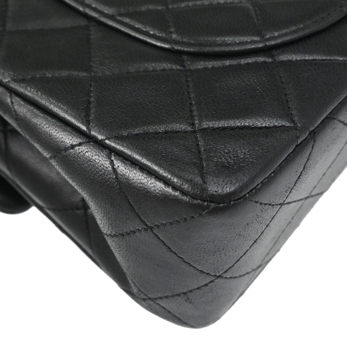 Chanel 1996-1997 Black Lambskin Small Classic Double Flap Shoulder Bag