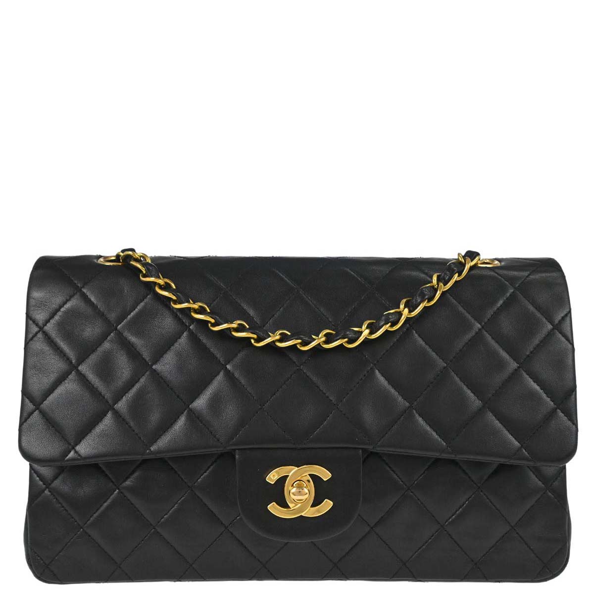 Chanel Black Lambskin Medium Classic Double Flap Shoulder Bag