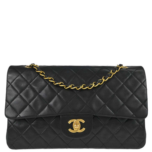 Chanel Black Lambskin Medium Classic Double Flap Shoulder Bag