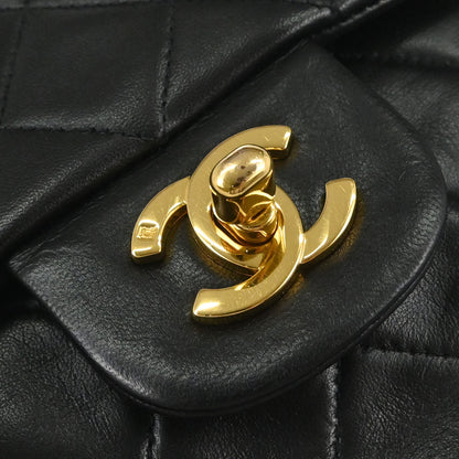 Chanel Black Lambskin Medium Classic Double Flap Shoulder Bag