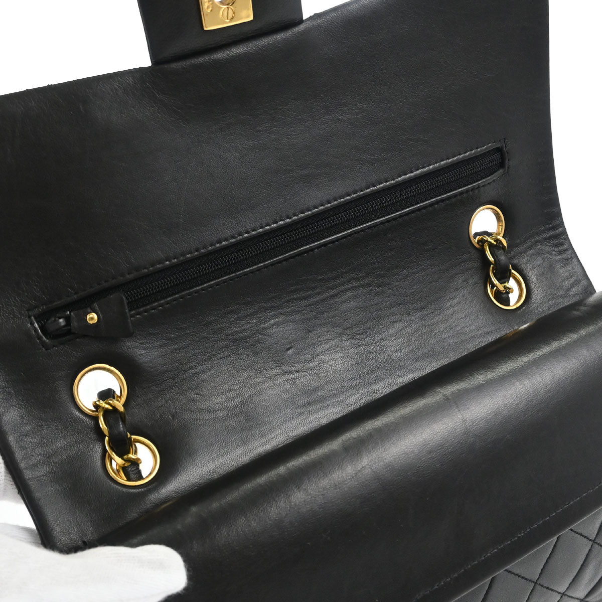 Chanel Black Lambskin Medium Classic Double Flap Shoulder Bag
