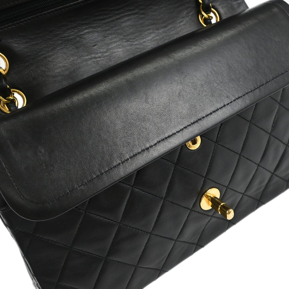 Chanel Black Lambskin Medium Classic Double Flap Shoulder Bag