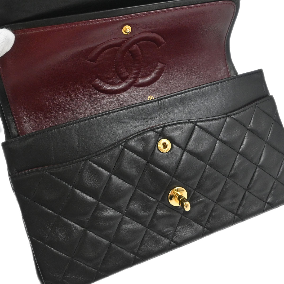 Chanel Black Lambskin Medium Classic Double Flap Shoulder Bag