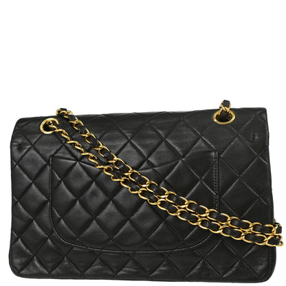 Chanel 1991-1994 Black Lambskin Medium Classic Double Flap Shoulder Bag