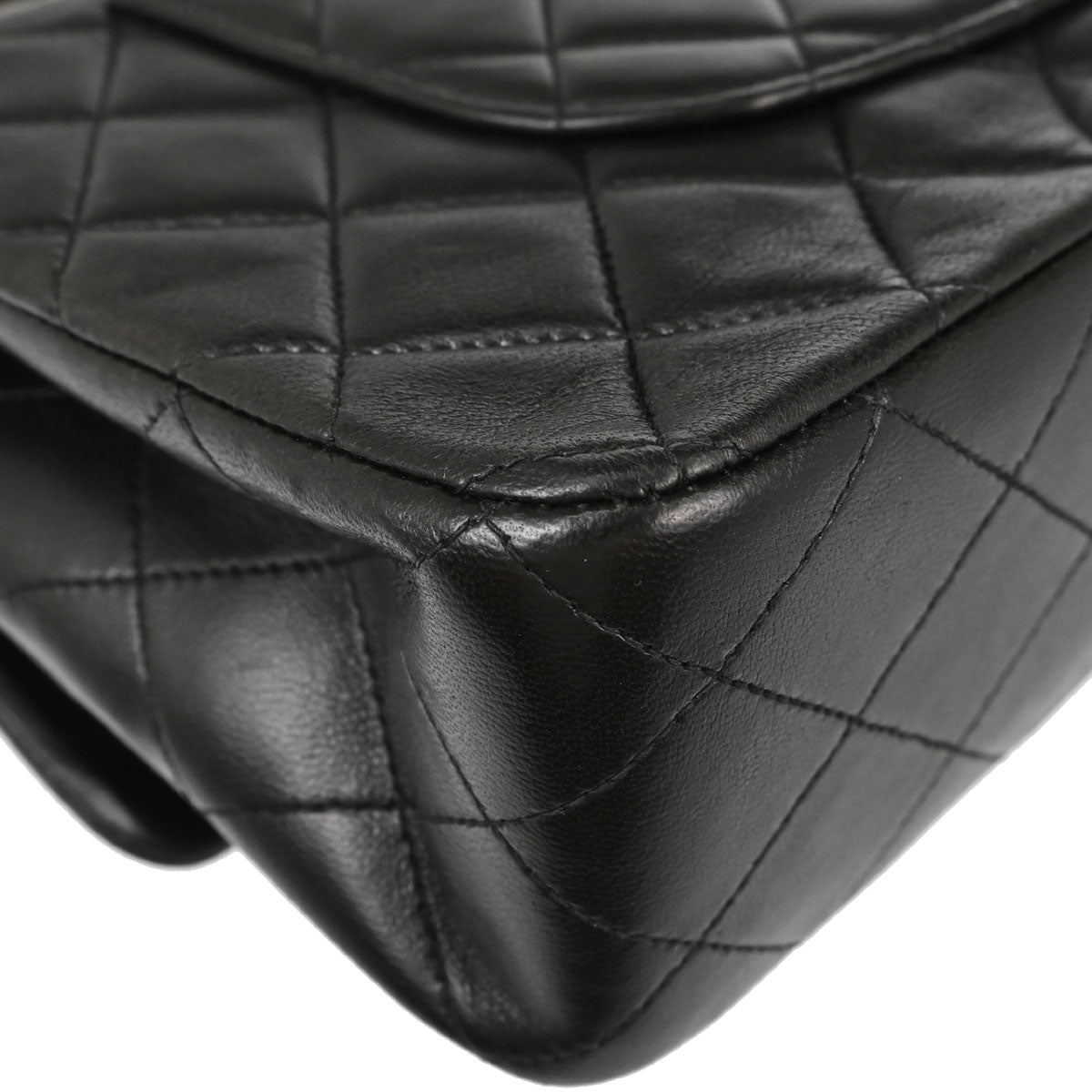 Chanel 1991-1994 Black Lambskin Medium Classic Double Flap Shoulder Bag