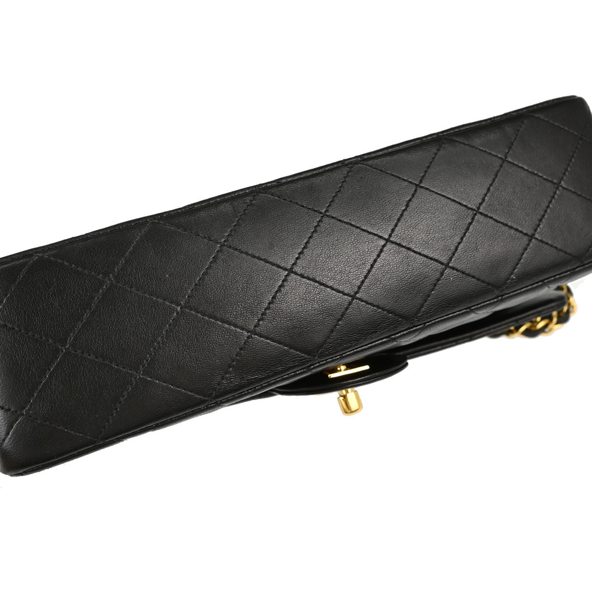 Chanel 1991-1994 Black Lambskin Medium Classic Double Flap Shoulder Bag