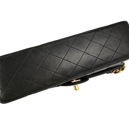 Chanel 1991-1994 Black Lambskin Medium Classic Double Flap Shoulder Bag