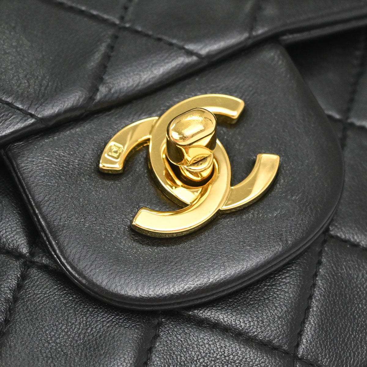 Chanel 1994-1996 Black Lambskin Small Classic Double Flap Shoulder Bag