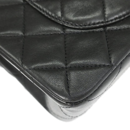 Chanel 1994-1996 Black Lambskin Small Classic Double Flap Shoulder Bag