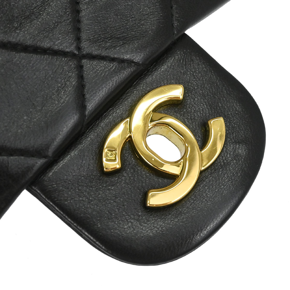 Chanel 1994-1996 Black Lambskin Small Classic Double Flap Shoulder Bag