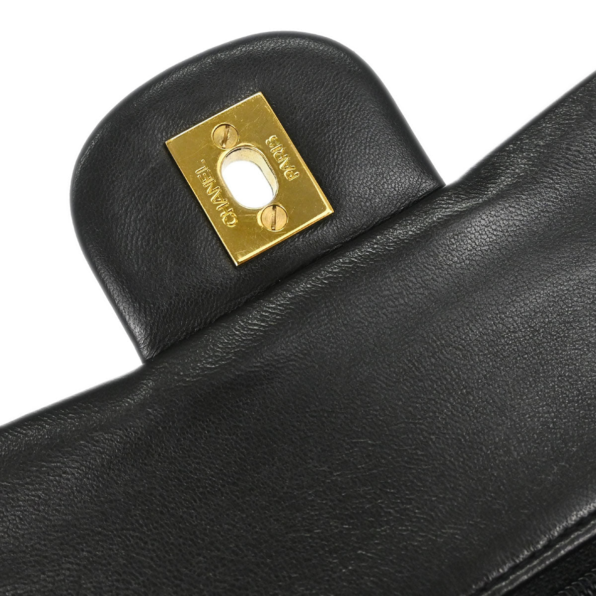 Chanel 1994-1996 Black Lambskin Small Classic Double Flap Shoulder Bag