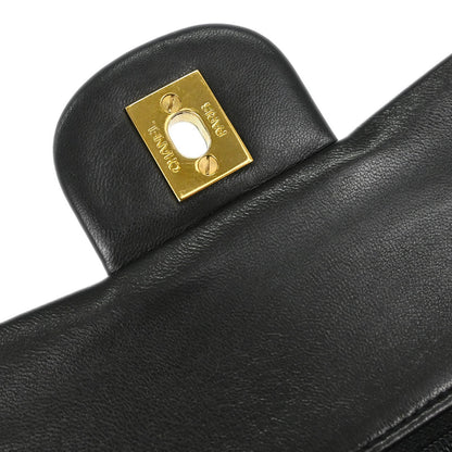 Chanel 1994-1996 Black Lambskin Small Classic Double Flap Shoulder Bag