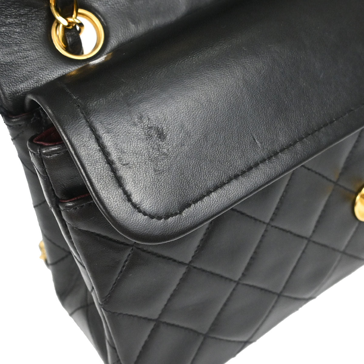 Chanel 1994-1996 Black Lambskin Small Classic Double Flap Shoulder Bag