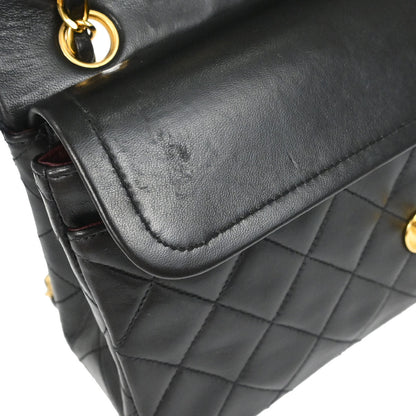 Chanel 1994-1996 Black Lambskin Small Classic Double Flap Shoulder Bag